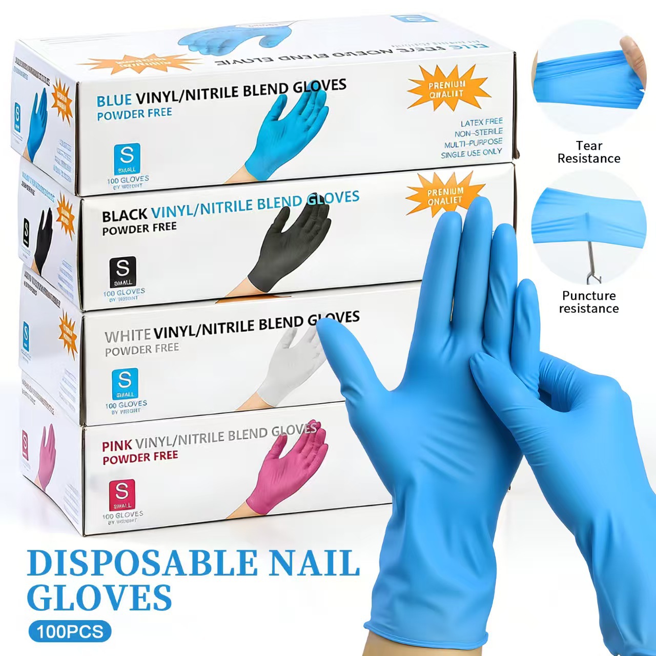 100Pcs Nitrile Gloves Anti-Stain Skin-Friendly Salon Use